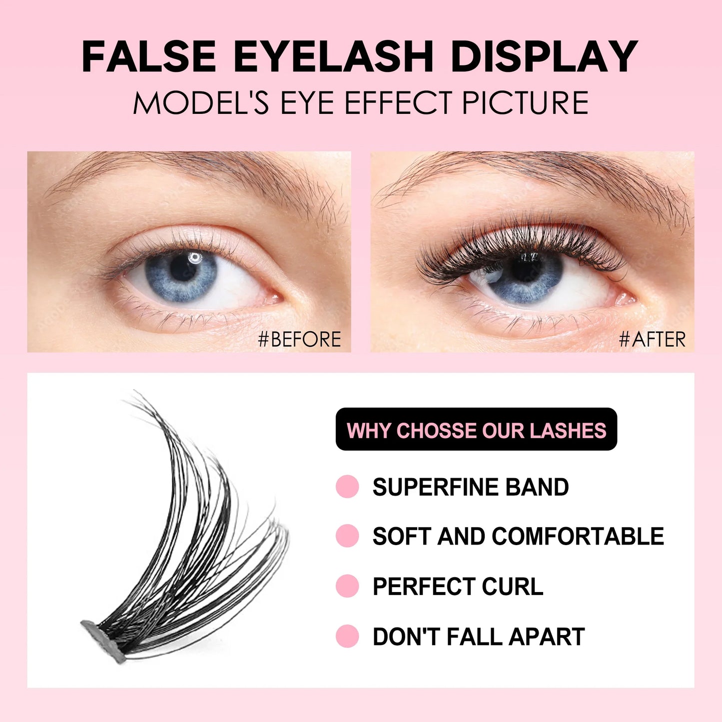 DIY Lash Extension Kit – 200-Piece Cluster Set with Bond & Seal