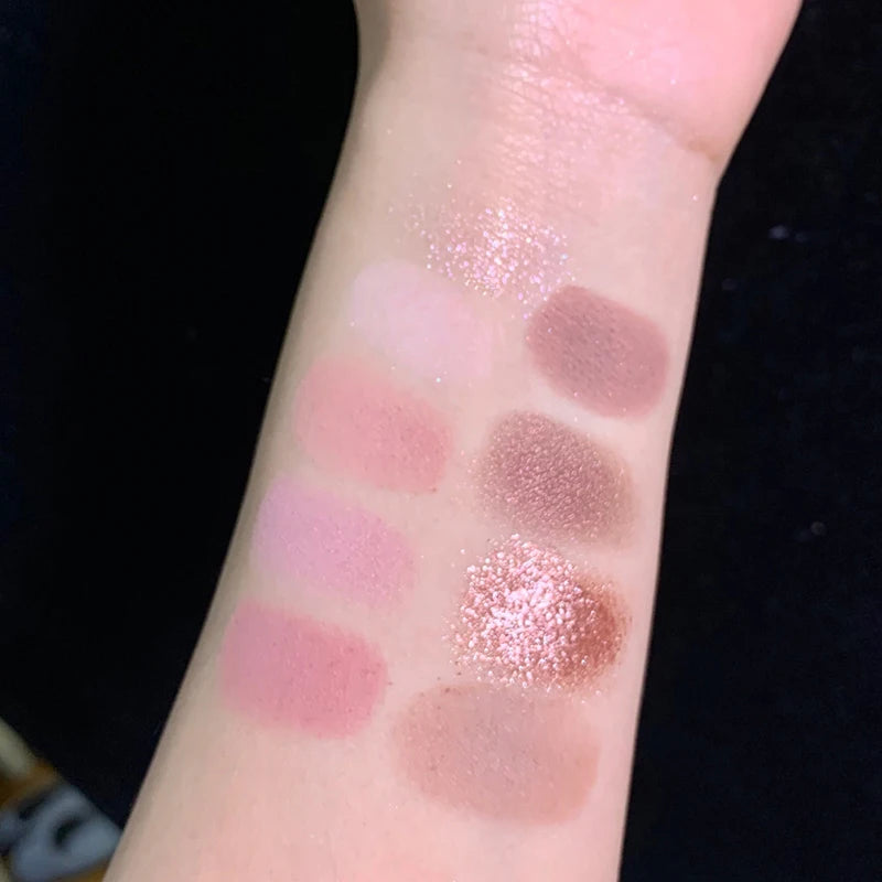 9-Colour Rose Petal Eyeshadow Palette – Matte & Shimmer Duo Finish