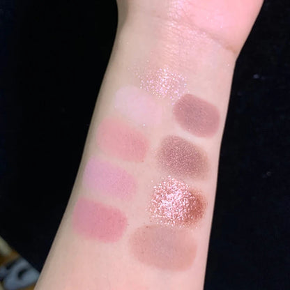 9-Colour Rose Petal Eyeshadow Palette – Matte & Shimmer Duo Finish
