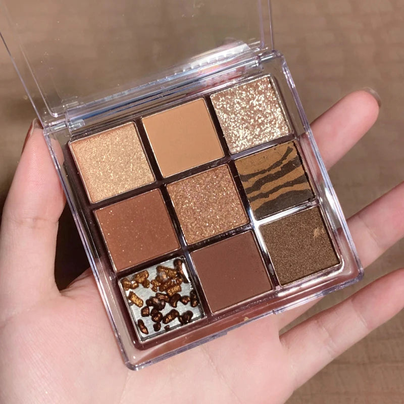 9-Colour Rose Petal Eyeshadow Palette – Matte & Shimmer Duo Finish