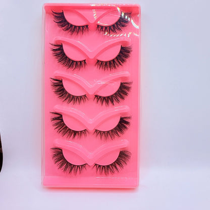Dramatic Cat Eye False Lashes – 5 Pairs, Faux Mink Volume Strip