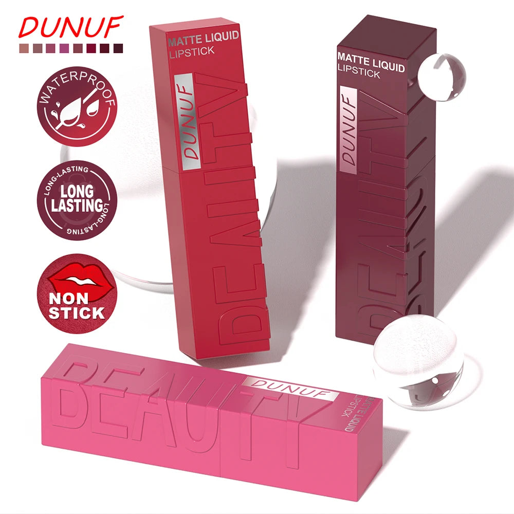 8-Colour Matte Velvet Lip Gloss – Waterproof, Plumping & Long-Lasting