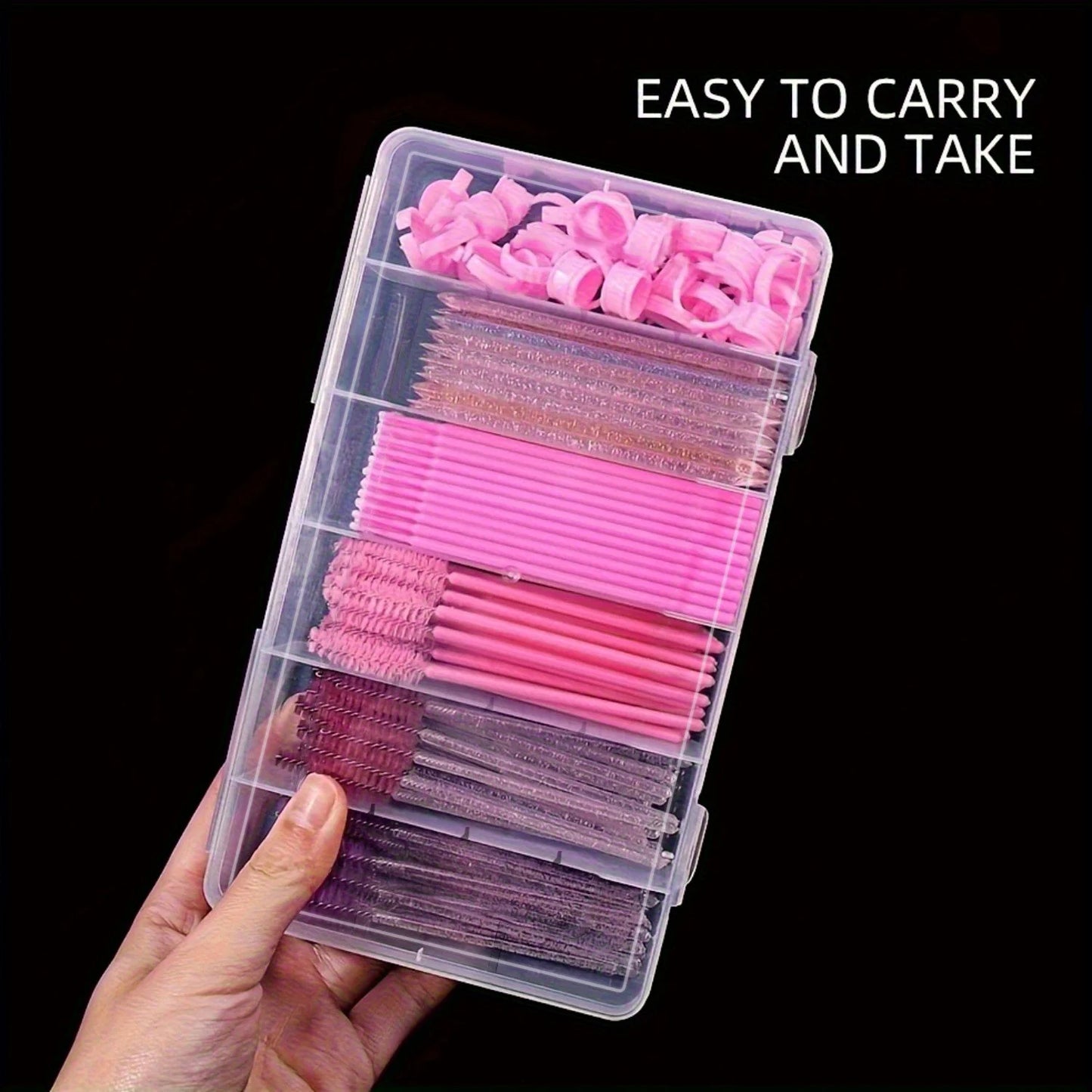 Clear 6-Compartment Lash Extension Storage Box – Organiser for Tools & Accessories