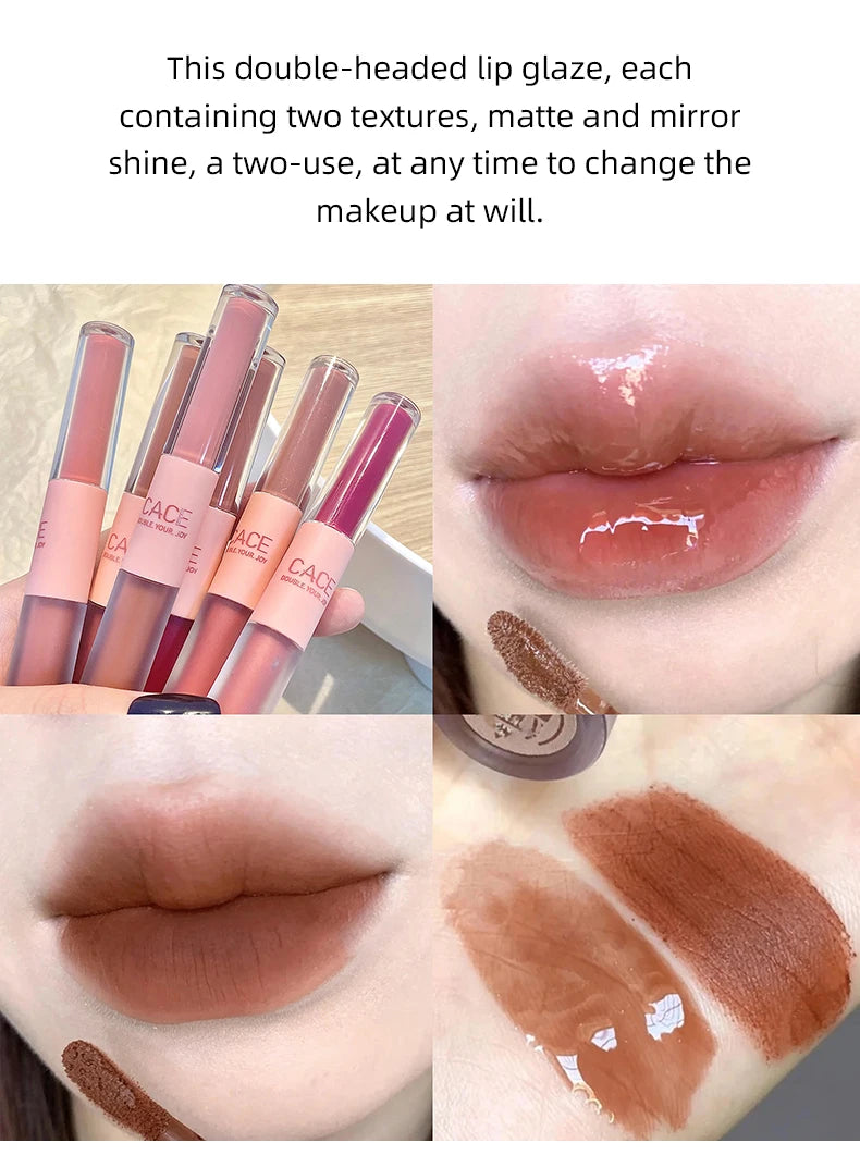 Dual-Ended Lip Gloss – Matte & Mirror Gloss Finish