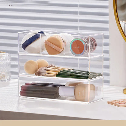 Acrylic Makeup Storage Organiser – Clear Vanity Display for Lipstick, Brushes & Tools