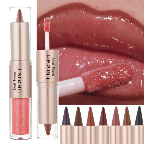 2-in-1 Lip Gloss & Liner Pen – Mirror Shine + Matte Contour
