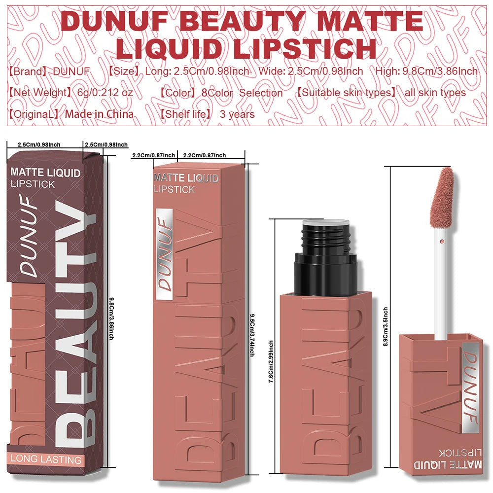 8-Colour Matte Velvet Lip Gloss – Waterproof, Plumping & Long-Lasting