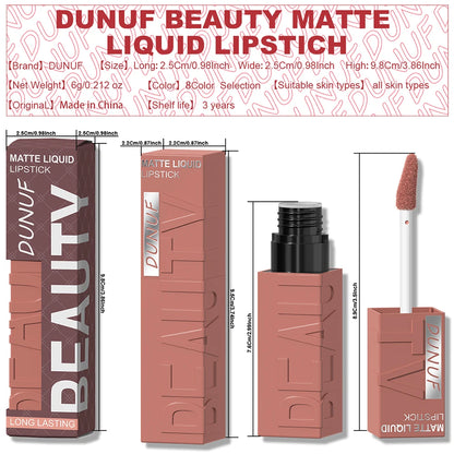 8-Colour Matte Velvet Lip Gloss – Waterproof, Plumping & Long-Lasting
