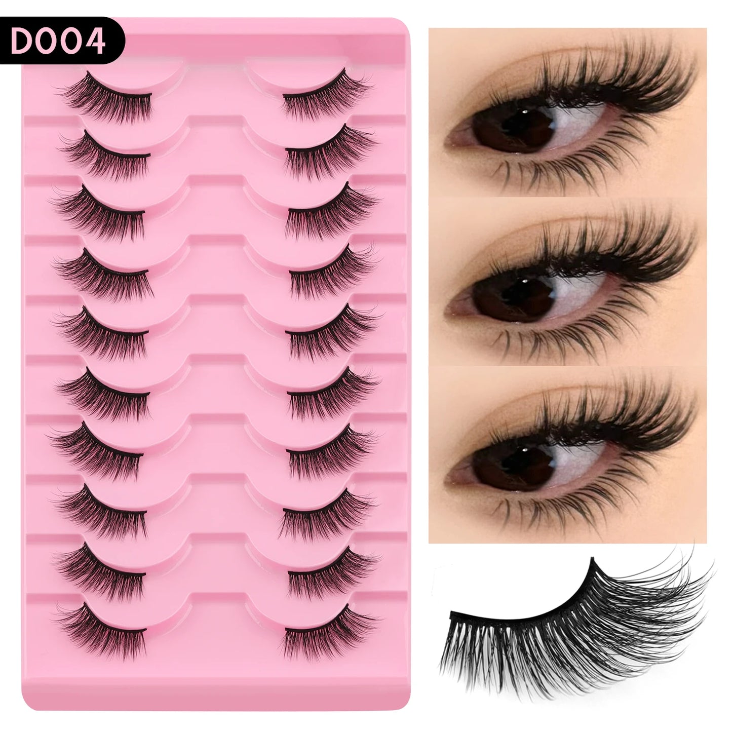 Natural Half Lashes – Wispy Cat Eye Style, Faux Mink Strip