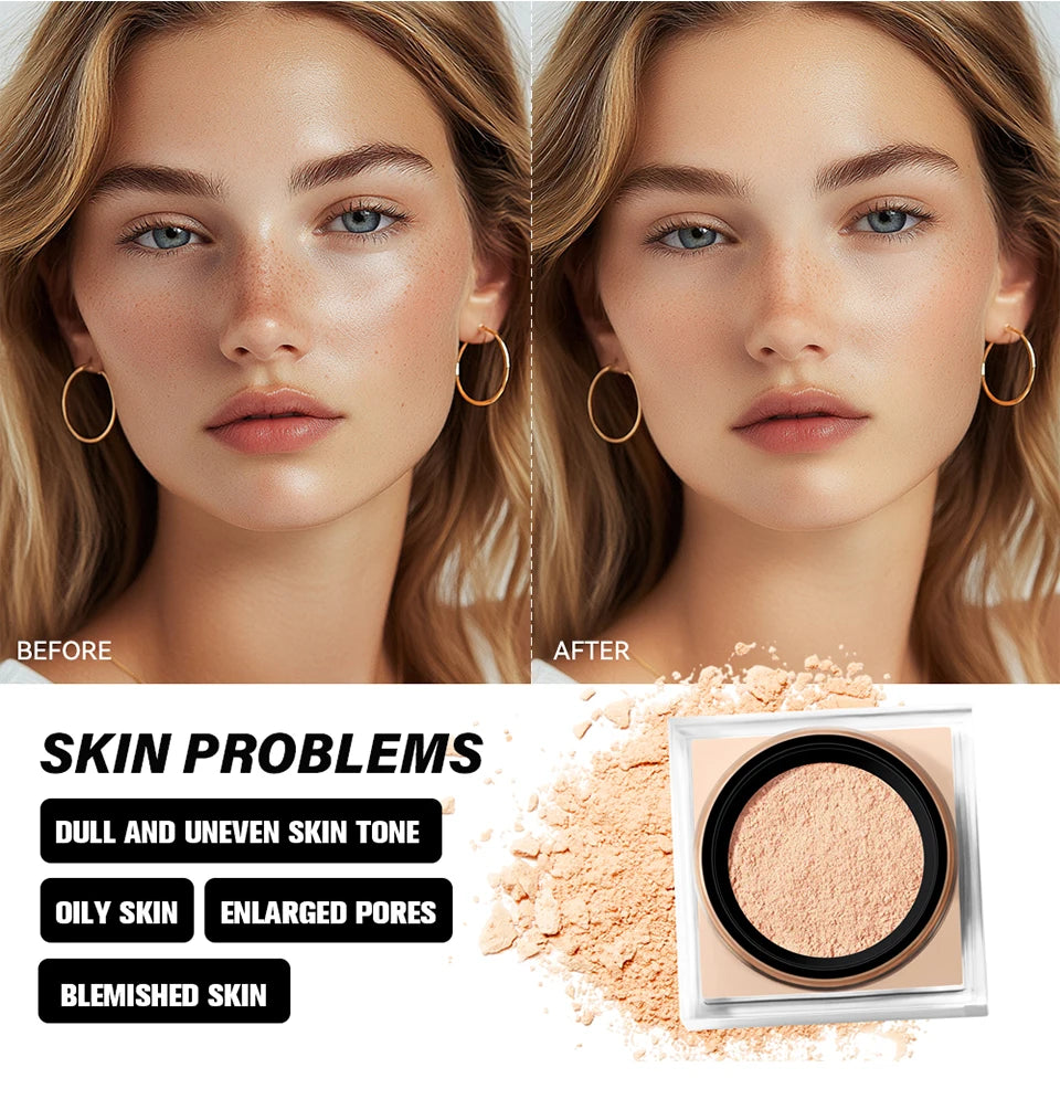 Waterproof Matte Setting Powder – Oil Control, Brightening & Long-Lasting
