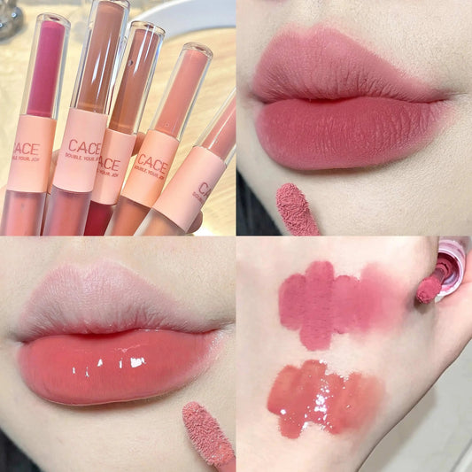 Dual-Ended Lip Gloss – Matte & Mirror Gloss Finish