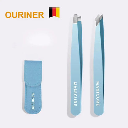 Colourful Precision Eyebrow Tweezers – Stainless Steel, Slanted Tip