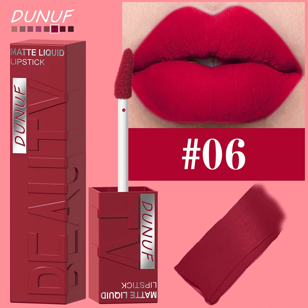 8-Colour Matte Velvet Lip Gloss – Waterproof, Plumping & Long-Lasting