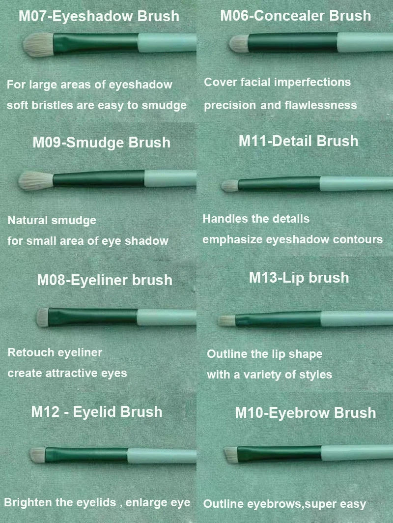 13-Piece Professional Makeup Brush Set with Travel Bag – Soft Bristle Collection