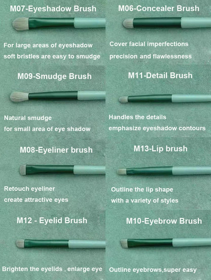 13-Piece Professional Makeup Brush Set with Travel Bag – Soft Bristle Collection