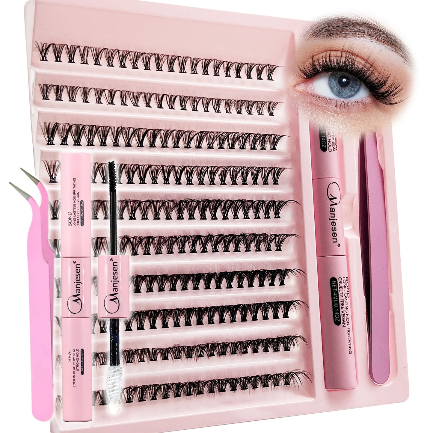 DIY Lash Extension Kit – 200-Piece Cluster Set with Bond & Seal