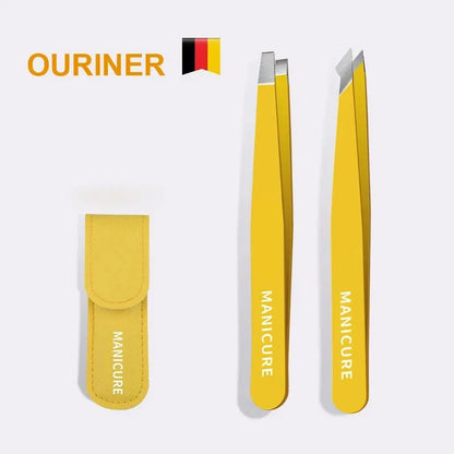 Colourful Precision Eyebrow Tweezers – Stainless Steel, Slanted Tip