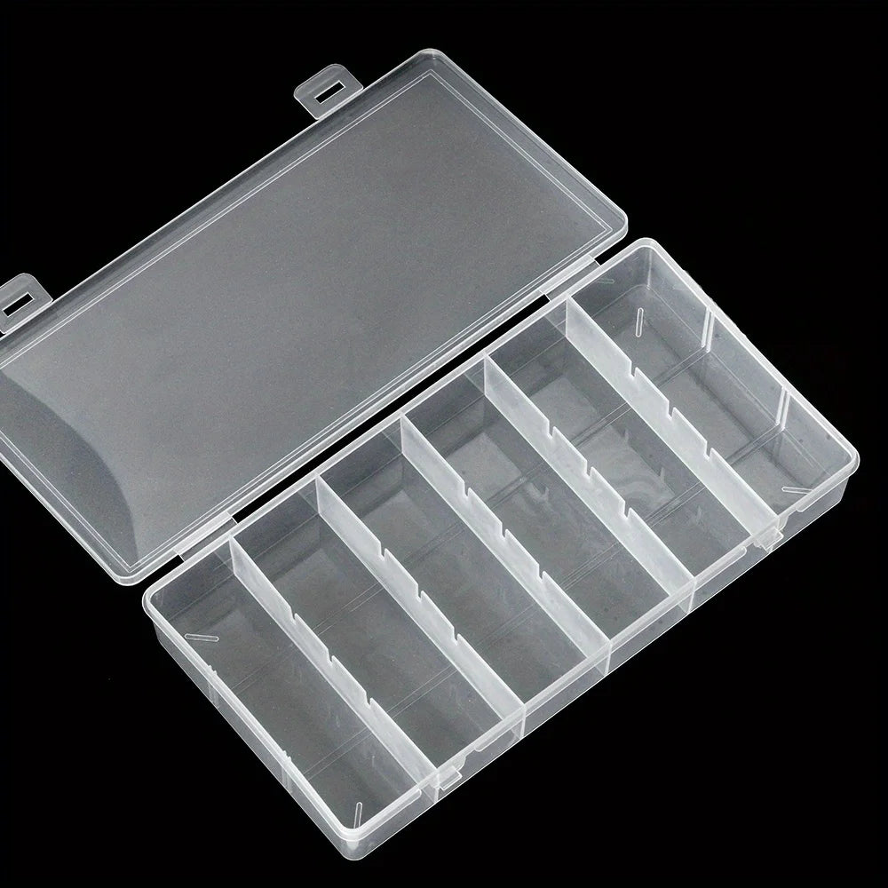 Clear 6-Compartment Lash Extension Storage Box – Organiser for Tools & Accessories