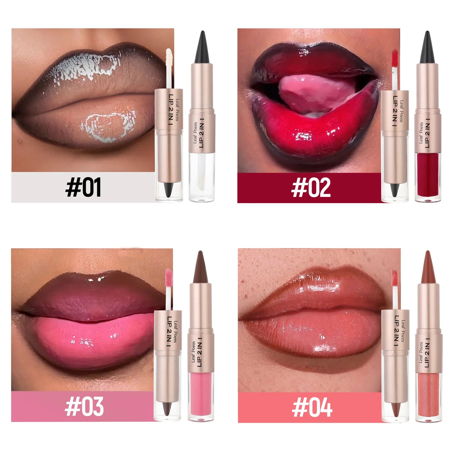 2-in-1 Lip Gloss & Liner Pen – Mirror Shine + Matte Contour