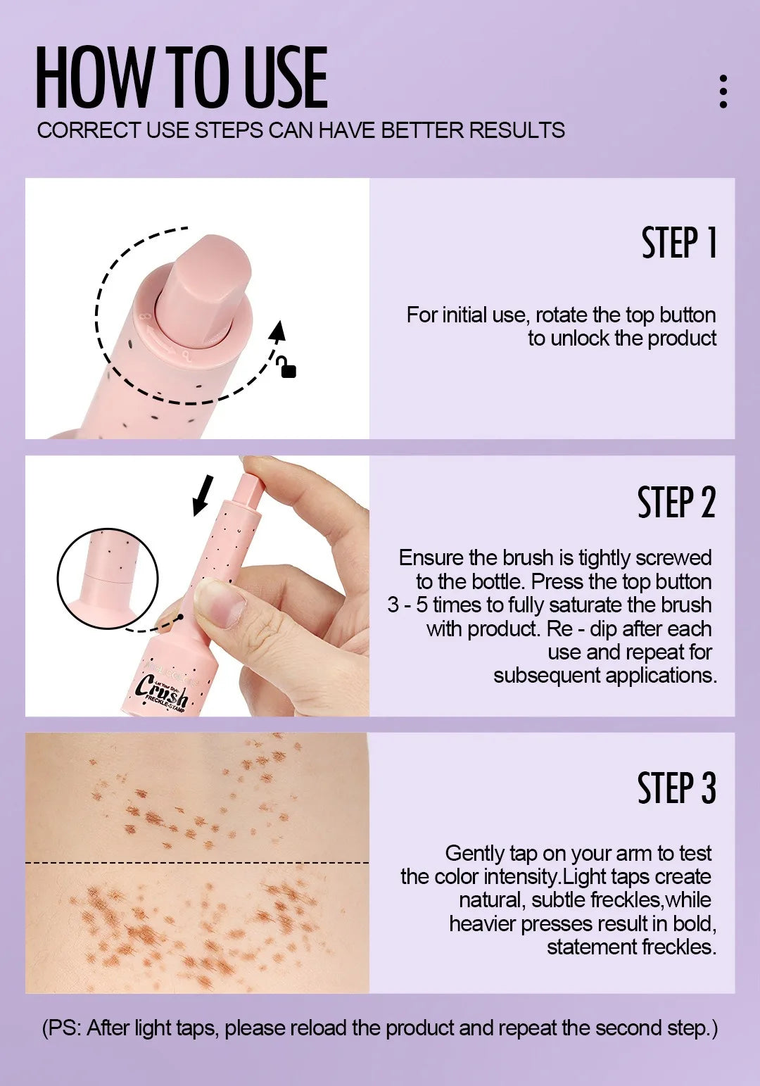Natural Freckle Stamp Pen – Waterproof Faux Freckle Maker, 3 Shades