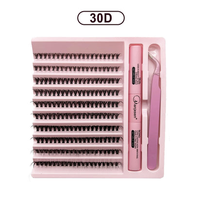 DIY Lash Extension Kit – 200-Piece Cluster Set with Bond & Seal