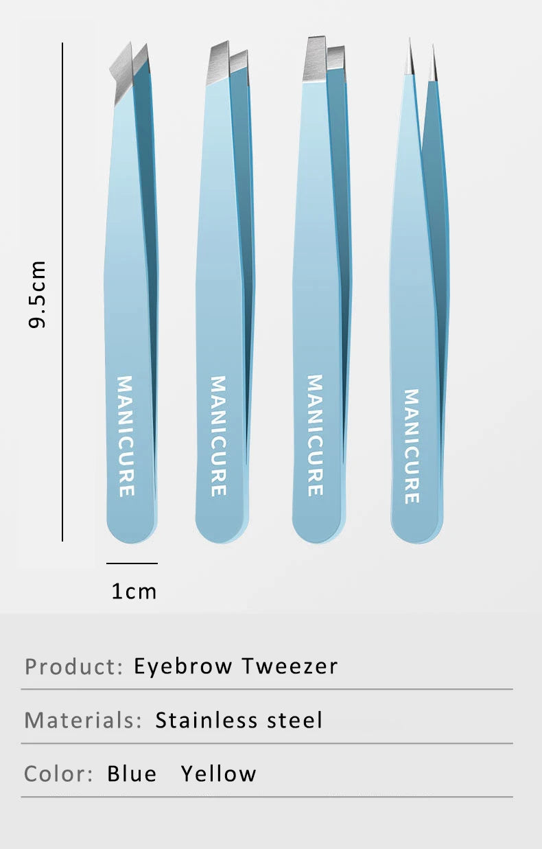 Colourful Precision Eyebrow Tweezers – Stainless Steel, Slanted Tip