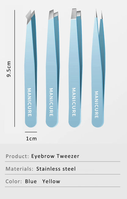 Colourful Precision Eyebrow Tweezers – Stainless Steel, Slanted Tip