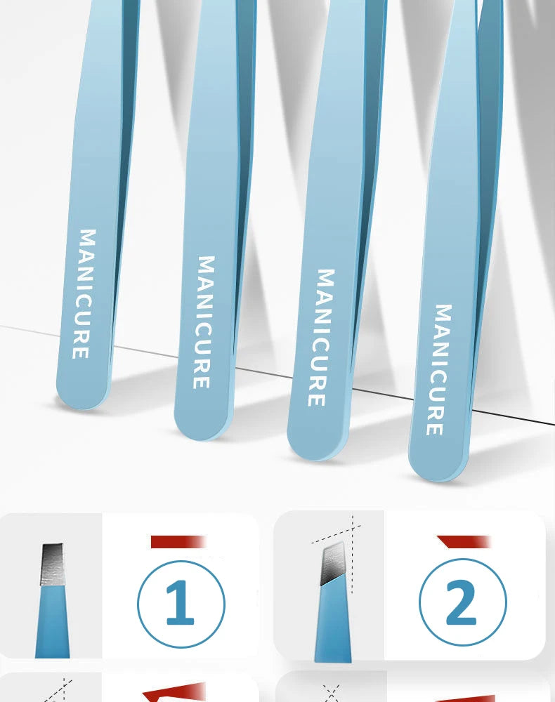 Colourful Precision Eyebrow Tweezers – Stainless Steel, Slanted Tip