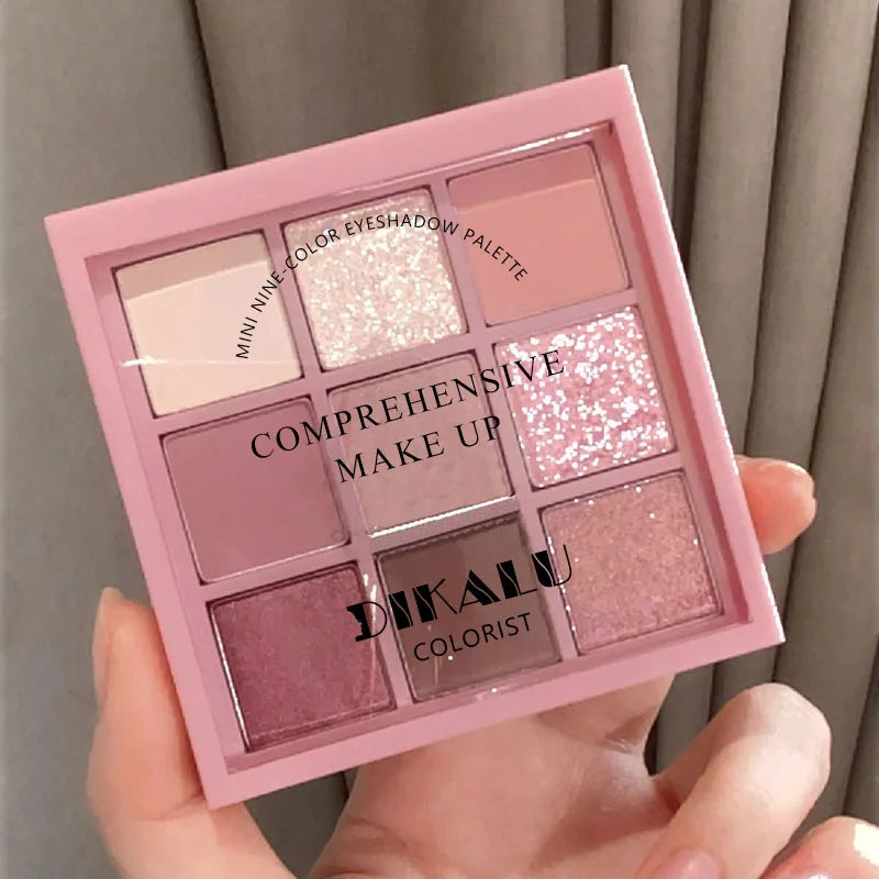 9-Colour Rose Petal Eyeshadow Palette – Matte & Shimmer Duo Finish