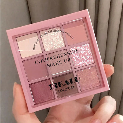 9-Colour Rose Petal Eyeshadow Palette – Matte & Shimmer Duo Finish