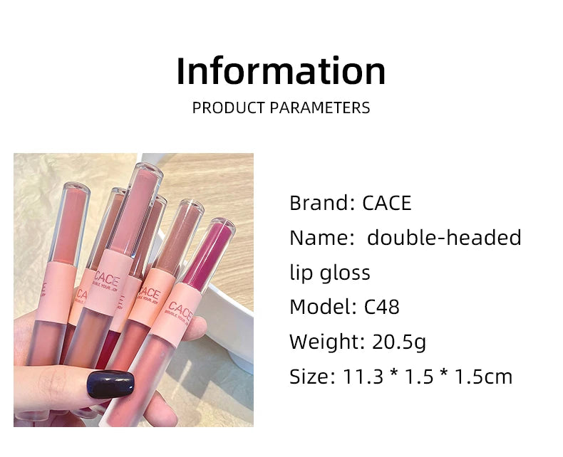 Dual-Ended Lip Gloss – Matte & Mirror Gloss Finish