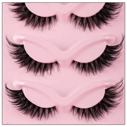 Dramatic Cat Eye False Lashes – 5 Pairs, Faux Mink Volume Strip