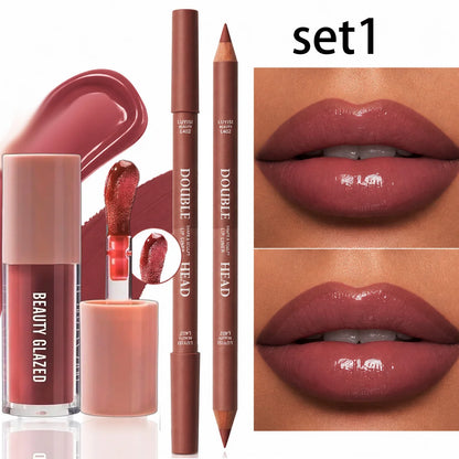 2-Piece Lip Liner & Gloss Duo Set – Matte Contour + Moisturising Gloss