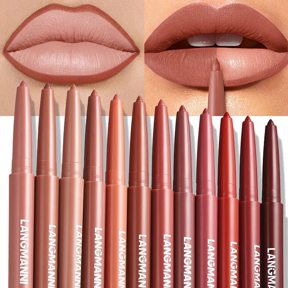 Velvet Matte Lip Liner – Waterproof, Non-Stick, 12 Natural Shades