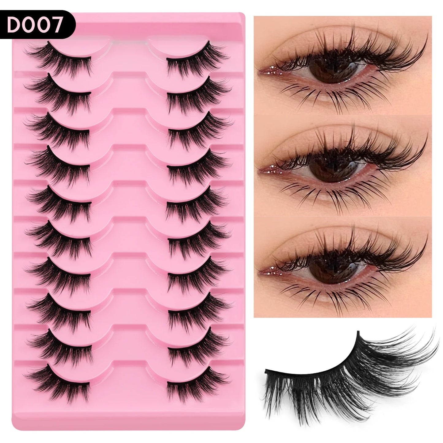 Natural Half Lashes – Wispy Cat Eye Style, Faux Mink Strip