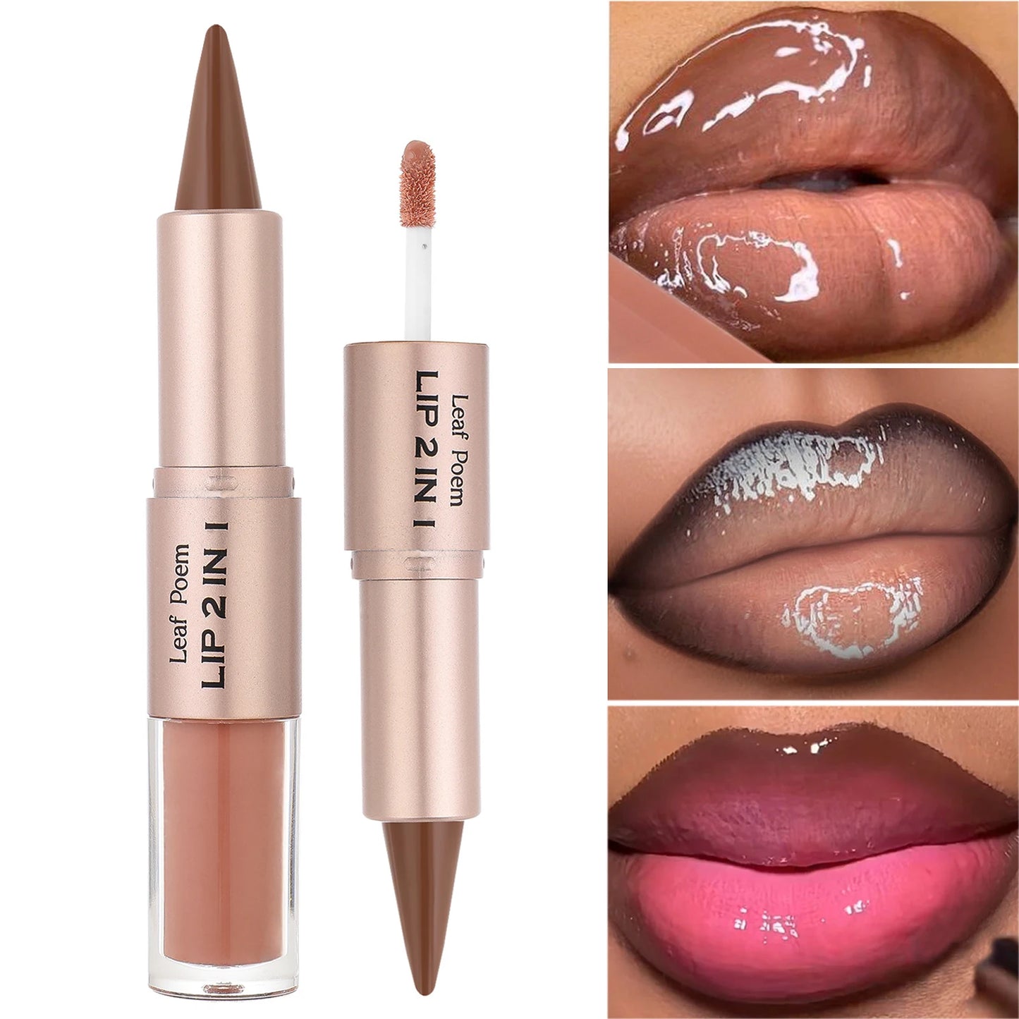 2-in-1 Lip Gloss & Liner Pen – Mirror Shine + Matte Contour