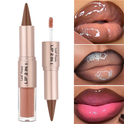 2-in-1 Lip Gloss & Liner Pen – Mirror Shine + Matte Contour