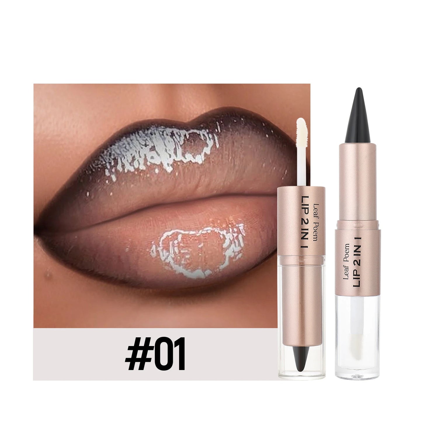 2-in-1 Lip Gloss & Liner Pen – Mirror Shine + Matte Contour