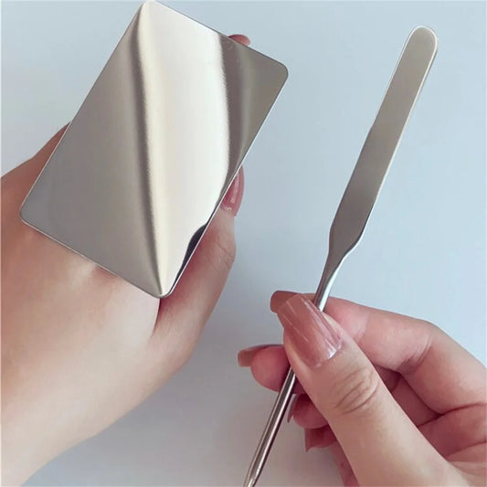 2PC  Toner Makeup Mixing Mixing Stick Foundation Cream Mixing Cosmetic Make Up Tool Stainless Steel Palette Tray Rod Set Spatula