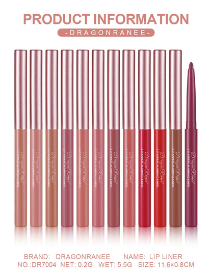 Matte Velvet Lip Liner Pencil – Waterproof, 12 Everyday Shades