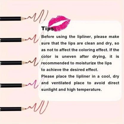 6-Color Waterproof Matte Lip Liner - Long-Lasting, Non-Transfer Formula, Matte Finish, 6 Versatile Shades