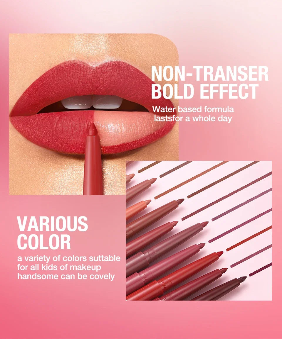 Velvet Matte Lip Liner – Waterproof, Non-Stick, 12 Natural Shades
