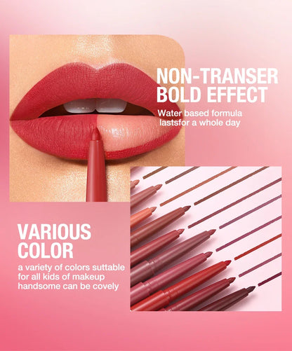 Velvet Matte Lip Liner – Waterproof, Non-Stick, 12 Natural Shades