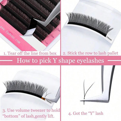 Professional Volume Lash Extensions – Premade YY Fans, Multiple Lengths